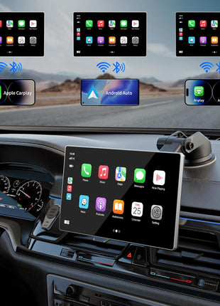 9" Wireless Apple Carplay Screen for Car,with 4K Dash Cam | and 1080p Backup Camera ,Apple Carplay & Android Auto with DVR,GPS Navigation Mirror Link,Bluetooth,FM, Siri