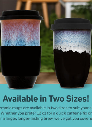 NOVA CERAMICS Coffee Tumbler – Travel Mug - On the Go Coffee Mug – Microwave & Dishwasher Safe Green Coffee Tumbler - Gifts For Women Men Him Her – 16oz – Monsoon