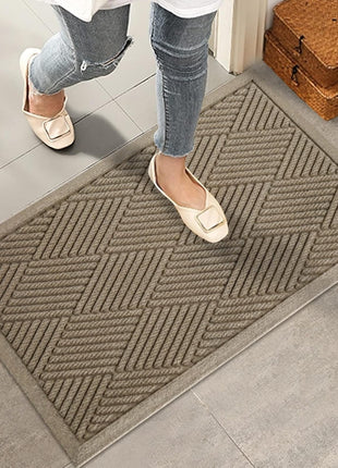 Sturdy Front Door Mat, Absorbent Muddy Dirt Resist Welcome Door Mats Outdoor Indoor, Stain and Fade Resistant, Non-Slip Rubber Backing Low Profile Doormat for Entryway, 30×17, Beige