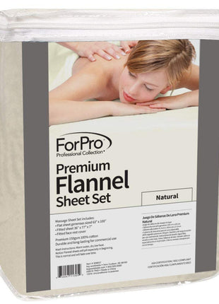 ForPro 3ct Flannel Massage Sheet Set, Natural | for Massage & Treatment Tables, Disposable Table Sheets, Spa Bed Sheets, Esthetician Table Linens, Salon & Spa Essentials