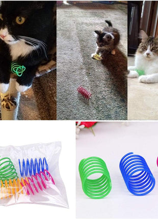 Andiker Interactive Cat Spiral Creative Spring Toy to Kill Time and Keep Fit, Sturdy and Heavy Plastic for Swatting, Biting, Hunting Kitten Toys, Colorful, 12 pcs