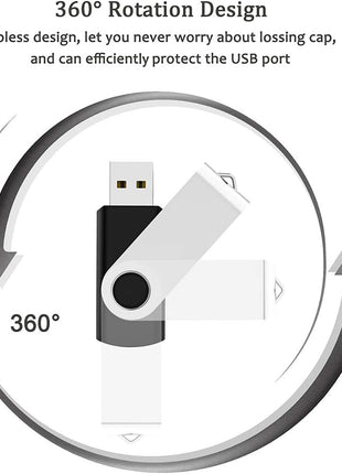 2 Pack 64GB USB Flash Drive USB 2.0 Thumb Drives Jump Drive Fold Storage Memory Stick Swivel Design - Black