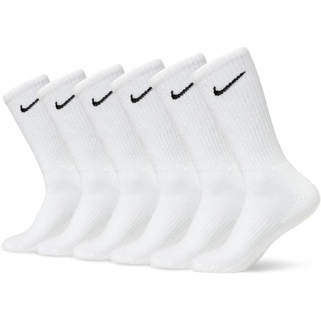 Nike Unisex Everyday Cushioned Training Crew Socks (6 Pairs), White/Black, Large