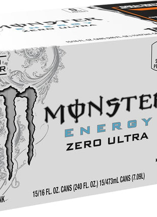 Monster Energy Zero Ultra, Sugar Free Energy Drink, 16 Ounce | Pack of 15