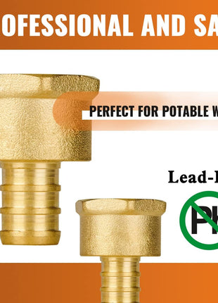 6-Pack 1/2" PEX to 1/2" Female NPT Brass Fittings, UPC Certified