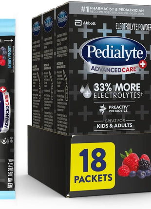 Pedialyte AdvancedCare Plus Electrolyte Powder Packets, Berry Frost | Fast Hydration for Adults and Kids, Convenient Electrolyte Packets, on-the-go Rehydration Designed to Work Better than Water