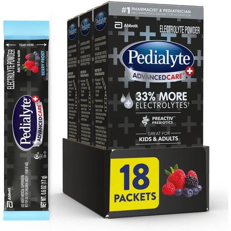 Pedialyte AdvancedCare Plus Electrolyte Powder Packets, Berry Frost | Fast Hydration for Adults and Kids, Convenient Electrolyte Packets, on-the-go Rehydration Designed to Work Better than Water