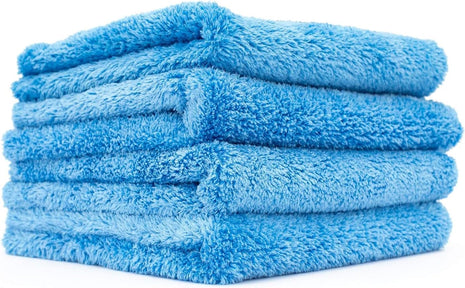 The Rag Company - Eagle Edgeless 500 (4-Pack) Professional Korean 70/30 Blend Super Plush Microfiber Detailing Towels, 500GSM, 16in x 16in, Blue