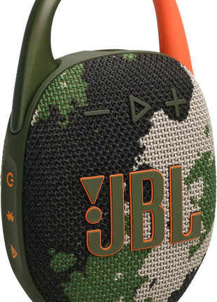 JBL Clip 5 - Ultra-Portable, Waterproof & Dustproof Bluetooth Speaker, Big Pro Sound with Punchy bass, Integrated Carabiner, Up to 12 Hours of Play, Made in Part with Recycled Materials (Squad)