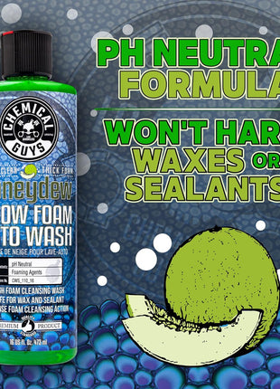 Chemical Guys Car Wash Soap for Foam Cannon or Bucket, Honeydew Snow Foam Car Wash Soap for Trucks, Motorcycles, RVs & More, Super Suds, Honeydew Scent - 128 oz (1 Gallon)