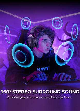 havit H2002d Gaming Headsets for PS4,PC, 53MM Drivers Surround Sound PS5 Headset with Mic Gaming Headphones with Mic Durable Aluminum Frame Valentines Gifts for Men