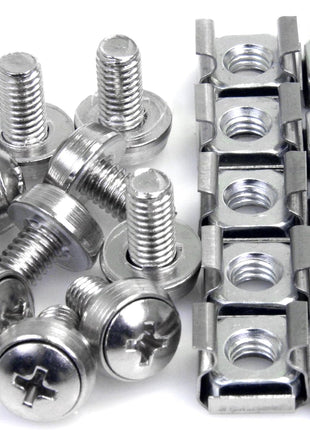 StarTech 50-Pack M6 12mm Screws, Square Hole Cage Nuts and Installation Tool, Hardware Mounting Kit for 19 inch or 10 inch Server Racks, Cabinets and Enclosures, Silver - TAA