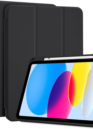 ProCase for iPad A16 11th/10th Generation Case with Pencil Holder -Black | 11 Inch 2025/10.9 Inch 2022, a16 iPad Case 11 10 Gen Cover with Pen Holer, Hybrid Soft TPU Back, Touch ID, Auto Wake/Sleep