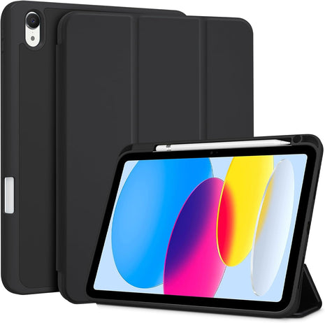 ProCase for iPad A16 11th/10th Generation Case with Pencil Holder -Black | 11 Inch 2025/10.9 Inch 2022, a16 iPad Case 11 10 Gen Cover with Pen Holer, Hybrid Soft TPU Back, Touch ID, Auto Wake/Sleep