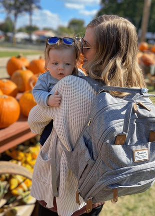 RUVALINO Diaper Bag Backpack-Multifunction Travel Baby Diaper Bag with Changing Pad, Insulated Bottle Holders & Pacifier Case, Large Capacity, Waterproof, Gray