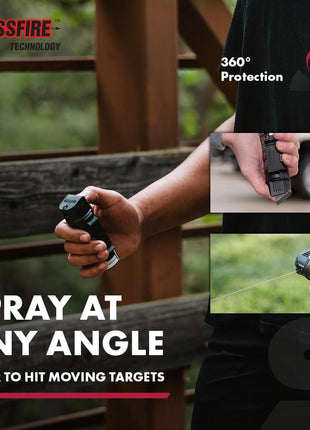 SABRE Crossfire Pepper Gel, Deploys At Any Angle, Maximizes Target Acquisition Against Multiple Threats, Belt Clip For Easy Carry, Fast Flip Top, Max Police Strength OC, Pepper Spray Option 1.5 fl oz