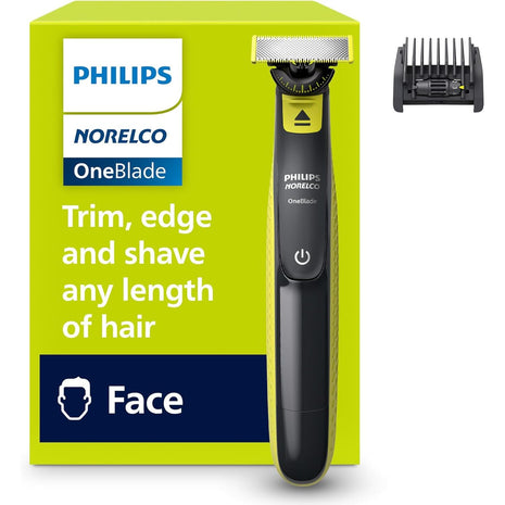 Philips Norelco OneBlade 360 Hybrid Face Trimmer and Shaver, 5 Length Comb | 360 Blade Technology, 5-length Comb, 100% Showerproof, Stainless Steel Blade Lasts up to 4 months, 45-Min Runtime, QP2724/90