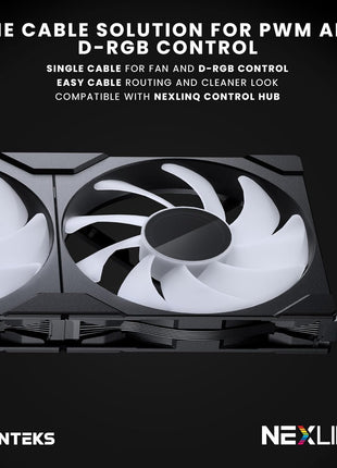 Phanteks M25-140 Gen2, 140mm ARGB High Performance Cooling Fans, Daisy-Chain Unified Fan Frame, Infinity Mirror hub, Single Cable Connection, Black