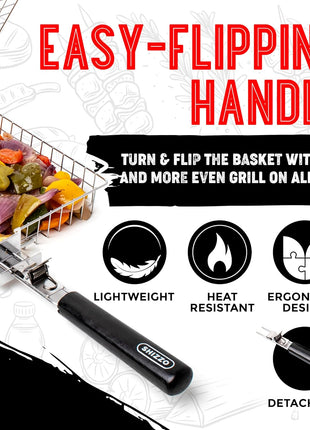 SHIZZO Grill Basket Set, Barbecue BBQ Grilling, Stainless Steel Folding Portable Outdoor Camping Rack for Fish, Shrimp, Vegetables, Cooking Accessories, Gifts for Dad, husband, Friends