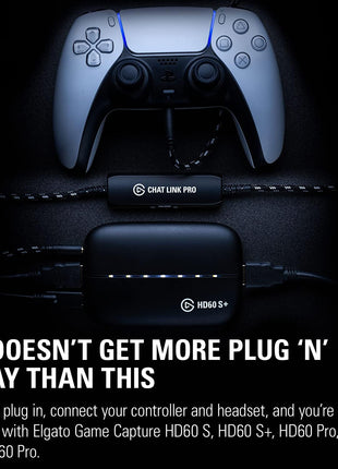 Elgato Chat Link Pro Audio Adapter for PS5, PS4, Switch | Captures voice chat and gameplay sound, Extra-long braided cable, Gold-plated connectors, Line isolator eliminates hum