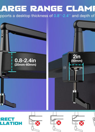 FIFINE Microphone Boom Arm, Low Profile Adjustable Stick Microphone Arm Stand with Desk Mount Clamp, Screw Adapter, Cable Management, for Podcast Streaming Gaming Studio-BM88