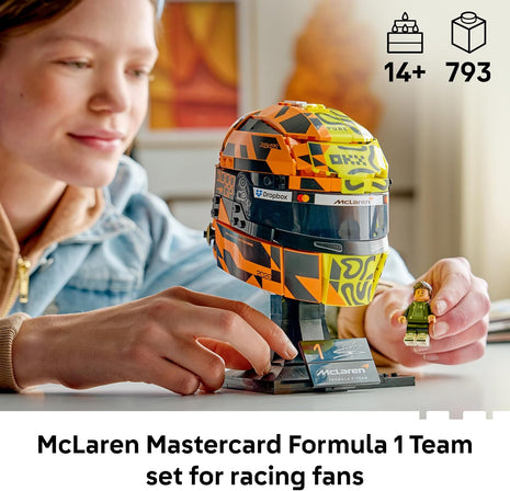 LEGO Editions McLaren MasterCard F1 Team Lando Norris Helmet - Building Set for Adults, Ages 18+ - F1 Bedroom, Office or Shelf Decor for Fans - Gift for Men & Women - 43023