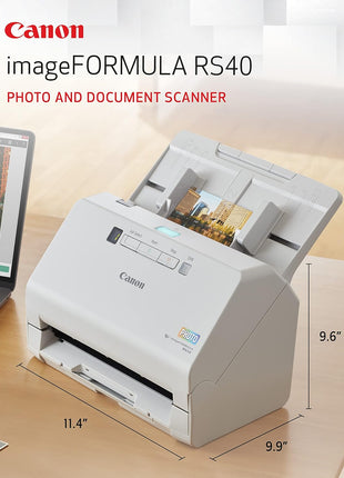 Canon imageFORMULA RS40 - Photo and Document Scanner, Auto Document Feeder, Windows and Mac, Scans Old and New Photos in Varying Sizes, USB Interface
