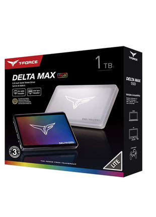 TEAMGROUP T-Force Delta MAX Lite(Dramless) ARGB 1TB with 3D NAND TLC 2.5 Inch SATA III Internal SSD (R/W Speed up to 550/500 MB/s) T253TM001T0C325