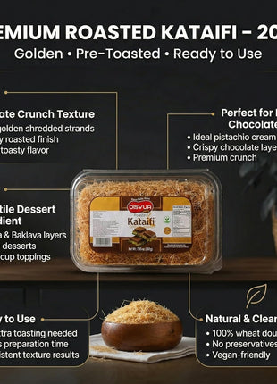 BISVUA Premium Roasted Kataifi Pastry 200g (7.1 oz) ??Golden Toasted Shredded Fillo Dough for Dubai Chocolate Filling, Pistachio Cream Recipes, Kunafa Dough & Crunchy Dessert w/ Katafi? and Knafeh