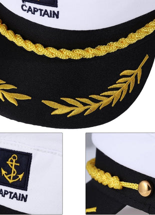 Adult Yacht Captain Hat White Sailor Hat for Women Men Yacht Boat Sailor Captain Cap Marine Admiral Halloween Costume Party Cosplay Accessory