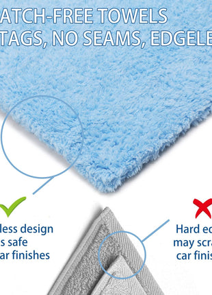 CARCAREZ Microfiber Towels for Cars, Car Drying Wash Detailing Buffing Polishing Towel with Plush Edgeless Microfiber Cloth, 450 GSM 16x16 in. Pack of 6
