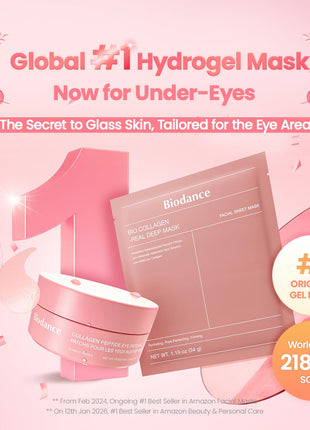 BIODANCE Collagen Peptide Eye Patches, Anti Wrinkle & Smile Line Patches for Face, Under Eye Mask for Fine Lines & Eye Bags, Travel Essentials & Self Care Gifts for Women, Korean Skin Care (60 Count)