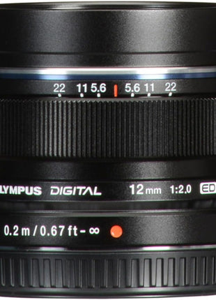 OM SYSTEM Olympus M.Zuiko Digital ED 12mm F2.0 Black for Micro Four Thirds System Camera, Compact Wide Angle Lens for Starry Sky and Landscape