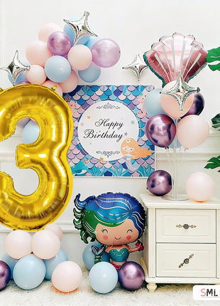 40 Inch Gold Number 3 Balloon, 3rd Birthday Decoration Boys Girls | Large Self Inflating Number Balloons, Mylar Foil Helium Balloon for Women Men Party Anniversary Supplies Reusable