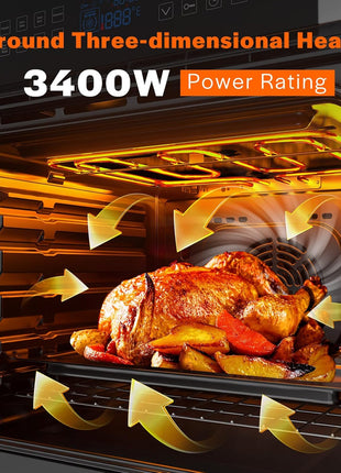 Empava 24 inch Electric Convection Single Wall Oven 10 Cooking Functions Deluxe 360? ROTISSERIE with Sensitive Touch Control in Stainless Steel, Silver
