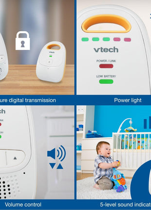 VTech Upgraded Audio Baby Monitor with Rechargeable Battery, Long Range, and Crystal-Clear Sound