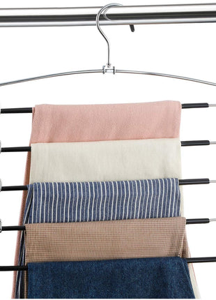 FeeraHozer Pants Hangers Non Slip 3 Pack Space Saving Hangers Multi-Layer Swing Arm Pants Hanger Stainless Steel Space Saver Hanger Closet Storage Organizer for Jeans Trouser Slacks Clothes (Black)