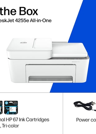 HP DeskJet 4255e Wireless All-in-One Color Inkjet Printer, Scanner, Copier, Best-for-Home, 3 Month Instant Ink Trial Included (588S6A)