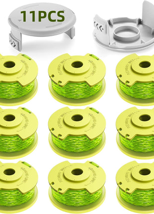 Trimmer String for Ryobi One Plus+ AC80RL3,11 FT/0.080-Inch,Spool Replacement Compatible with Ryobi 18v, 24v, and 40v Cordless Trimmers (9 Pack Trimmer Line & 2 Pack Trimmer Cap)