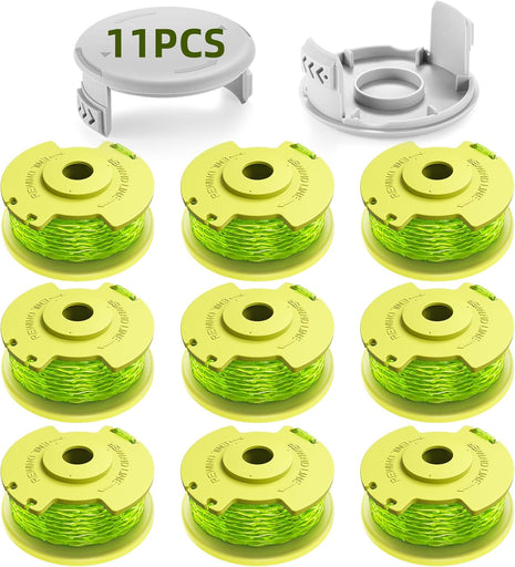 Trimmer String for Ryobi One Plus+ AC80RL3,11 FT/0.080-Inch,Spool Replacement Compatible with Ryobi 18v, 24v, and 40v Cordless Trimmers (9 Pack Trimmer Line & 2 Pack Trimmer Cap)