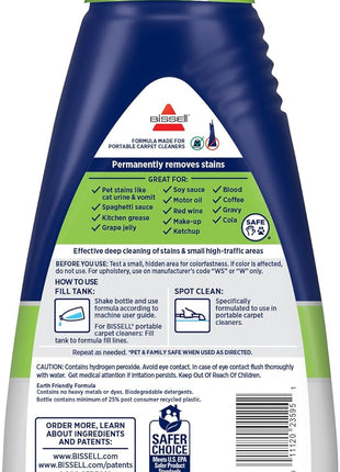 Bissell PET PRO OXY Spot & Stain Formula for Portable Carpet Cleaners, 32 oz., 2034 | PET PRO OXY targets pet stains & odors; 32 oz for portable carpet cleaners; professional formula