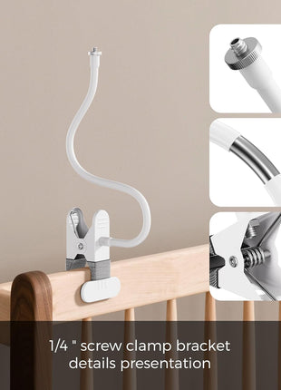 honecumi Baby Monitor Clip Mount Compatible with Nanit Pro Smart Baby Monitor & Flex Stand, 16.9in Flexible Gooseneck Crib Camera Holder with Strong Clamp, No-Drill Tool-Free Baby Monitor Stand