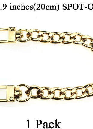 HAHIYO Purse Chain Strap 7.9 inches SPOT-ON Gold for Shoulder Cross Body Sling Purse Handbag Clutch Replacement Comfortable Flat 0.4' Wide Enough 2.4mm Extra Thick Metal 1 Pack