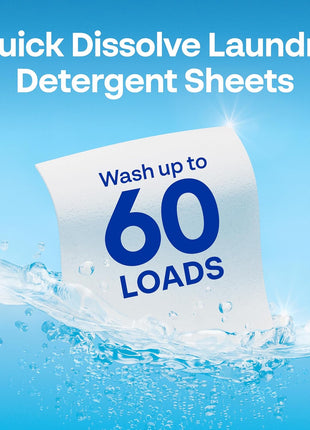 Earth Breeze Laundry Detergent Sheets Fresh Scent   60 Loads Eco Liquidless Soap   Travel Friendly for Hot & Cold Cycles, Tackles Tough Stains & Odors   Gentle on Skin, 30 Ct