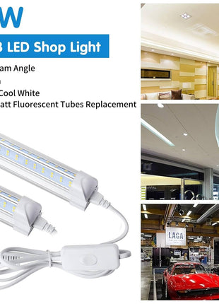 Led Shop Lights,Led Shop Lights 4FT 50W 6500K 7000LM Clear White,Shop Light 4FT 110V Linkable Integrated V-Shape for Shop Garage,Warehouse,Workbench and Workshop Commercial Bay Lighting(4-Pack)