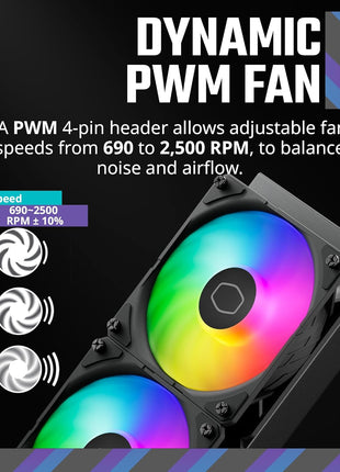 Cooler Master 360 Atmos Performance-Driven Close-Loop AIO Liquid Cooler, R9|Ultra 9, Dual Chamber aRGB Pump, 360 Radiator, Sickleflow Edge PWM Fans, AM5|4, Intel LGA 1851|1700 Platform