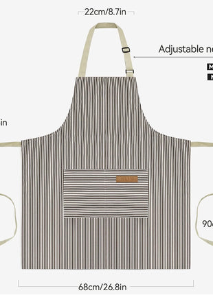 NLUS 2 Pack Kitchen Cooking Aprons, Adjustable Bib Soft Chef Apron with 2 Pockets for Men Women(Black/Brown Stripes)