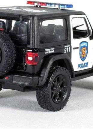 KiNSMART - Jeep Wrangler Rubicon Off Road 4x4 5 inch 1:34 Scale Die Cast Model Replica Toy Car (Rescue Police)