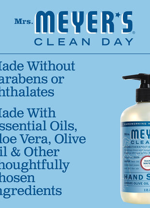 MRS. MEYER'S CLEAN DAY Hand Soap, Made with Essential Oils, Biodegradable Formula, Rain Water, 12.5 fl. oz - Pack of 3