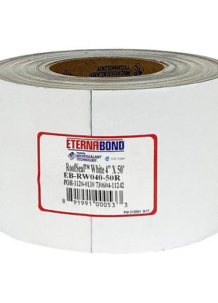 EternaBond RoofSeal White 4 inch x50' MicroSealant UV Stable RV Roof Seal Repair Tape | 35 mil Total Thickness - EB-RW040-50R - One-Step Durable, Waterproof and Airtight Sealant